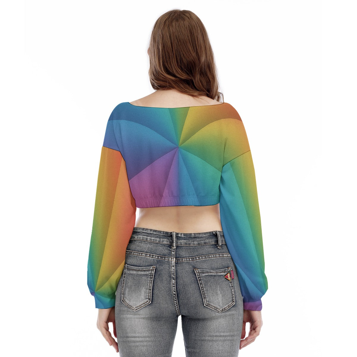 Women's V-neck Long Sleeve Cropped Sweatshirt