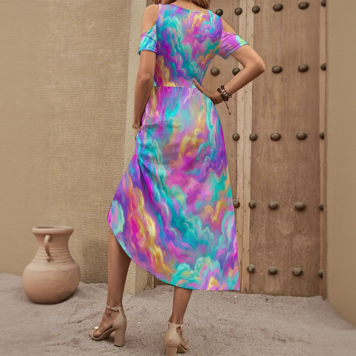 Women's V-neck Off-shoulder Dress