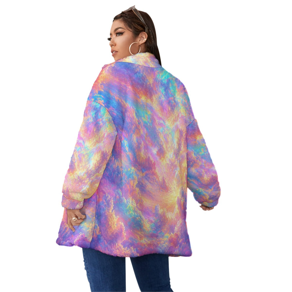 Unisex Borg Fleece Stand-up Collar Coat With Zipper Closure(Plus Size)