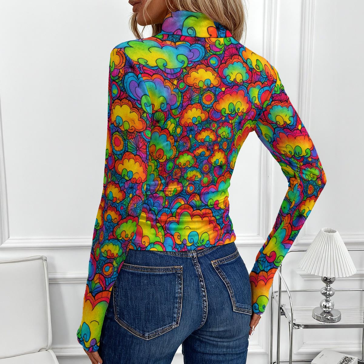 Women's Women's High-Neck Top With Long Sleeve