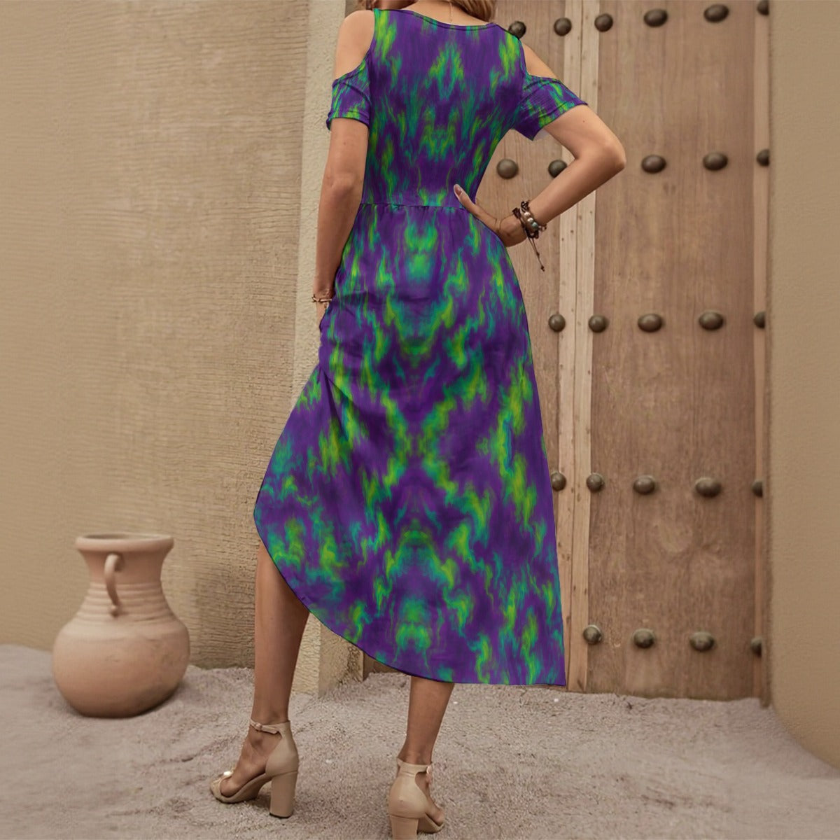 Women's V-neck Off-shoulder Dress