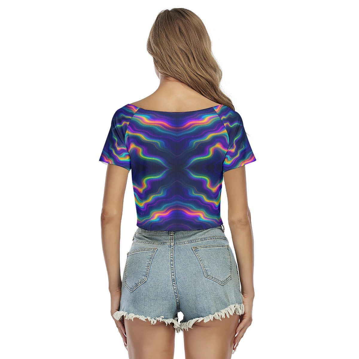 Women's Raglan Drawstring Front Crop Tee