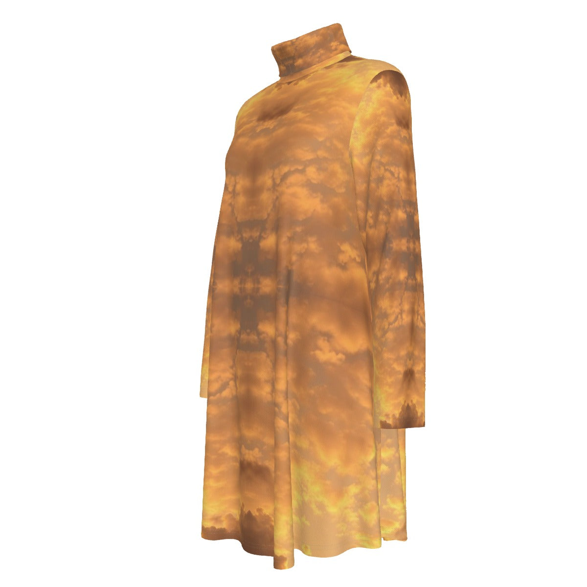 Women's High Neck Dress With Long Sleeve