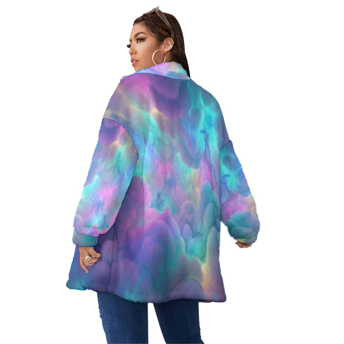 Unisex Borg Fleece Stand-up Collar Coat With Zipper Closure(Plus Size)