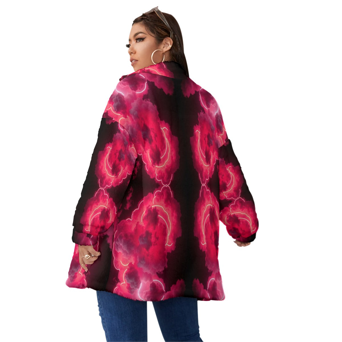 Unisex Borg Fleece Stand-up Collar Coat With Zipper Closure(Plus Size)