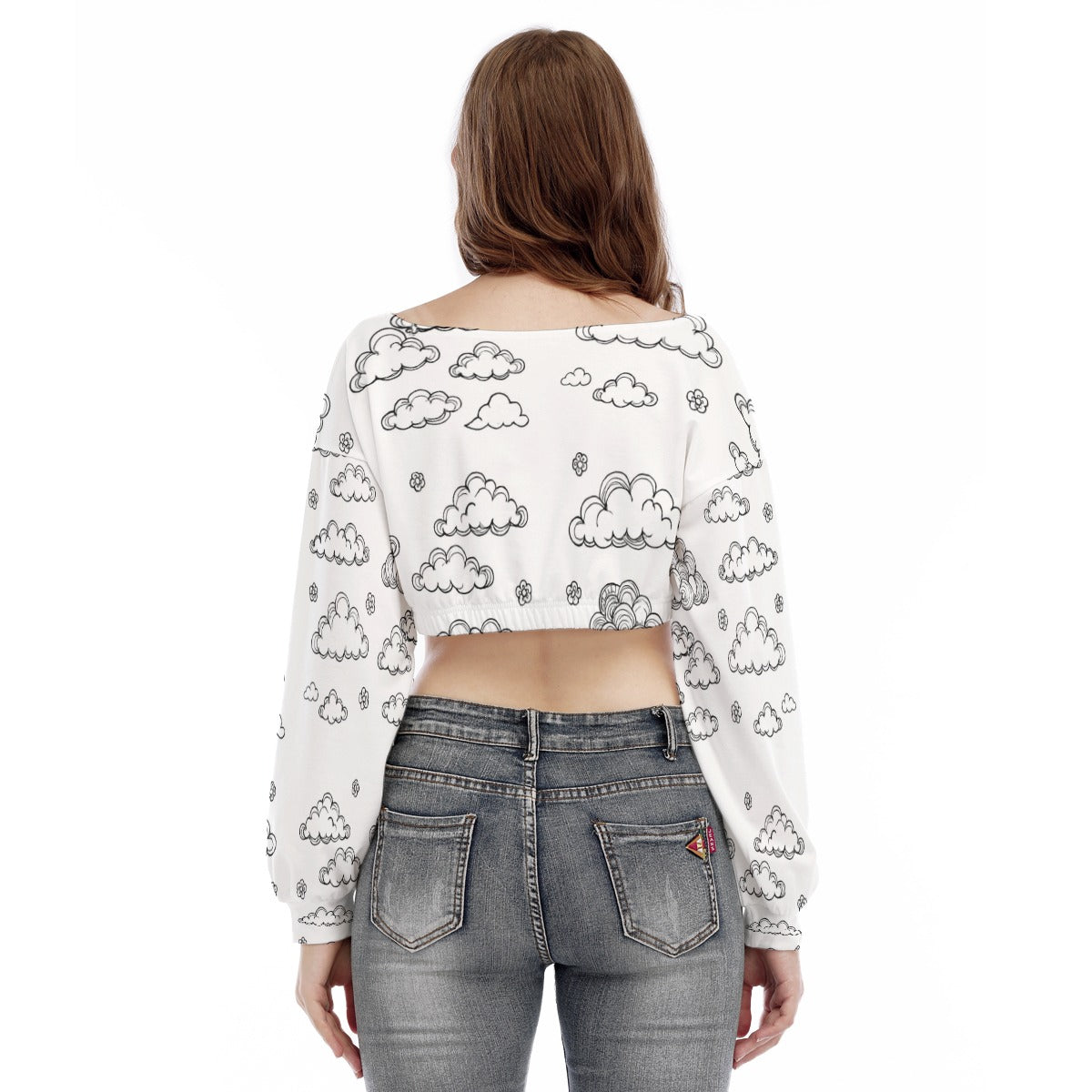 Women's V-neck Long Sleeve Cropped Sweatshirt