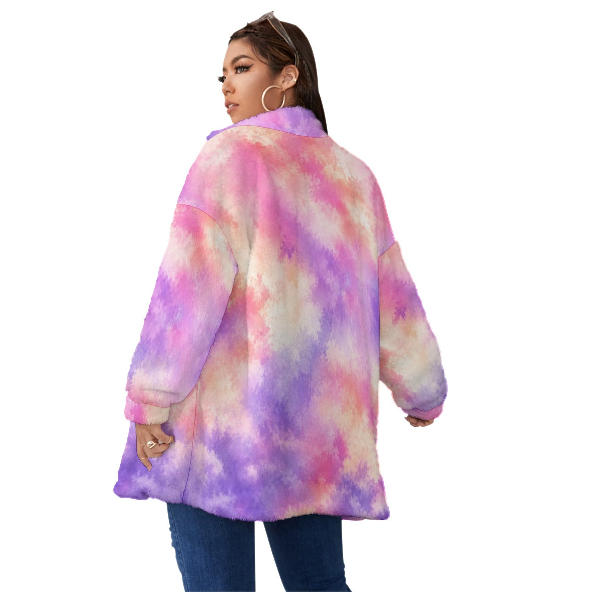 Unisex Borg Fleece Stand-up Collar Coat With Zipper Closure(Plus Size) by O’Nimbus – view 4