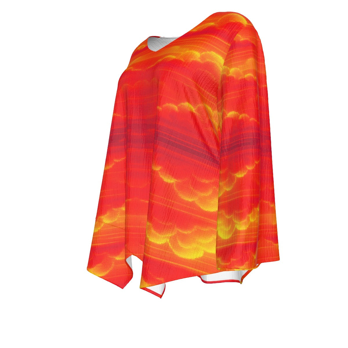 Women's V-neck T-shirt With Irregular Hem