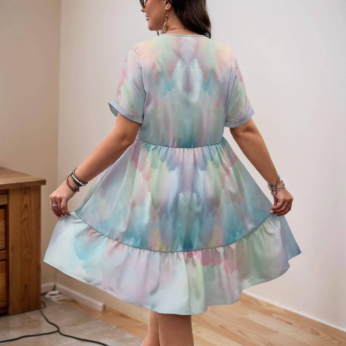 Women’s Floral V-Neck Short Sleeve Dress