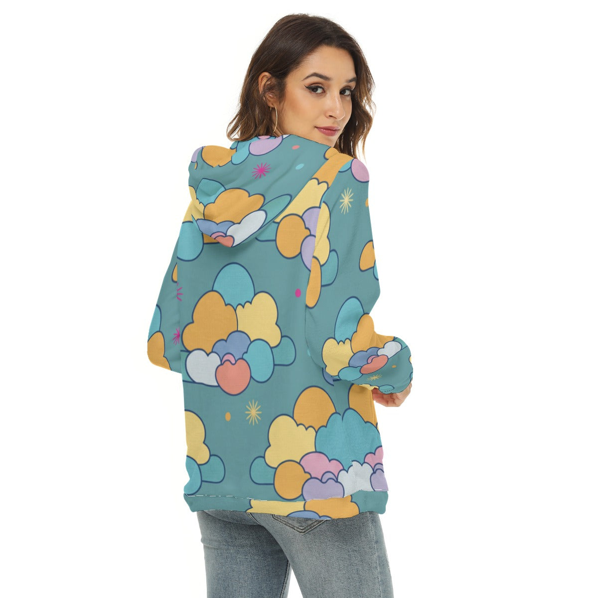 Women's Borg Fleece Hoodie With Half Zip