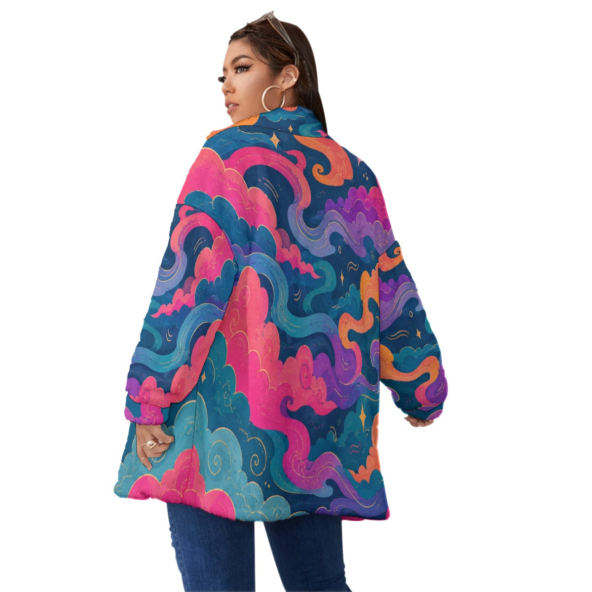 Unisex Borg Fleece Stand-up Collar Coat With Zipper Closure(Plus Size)
