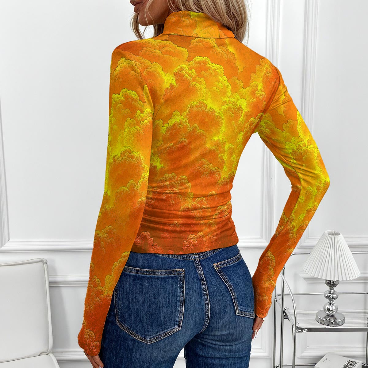 Women's Women's High-Neck Top With Long Sleeve