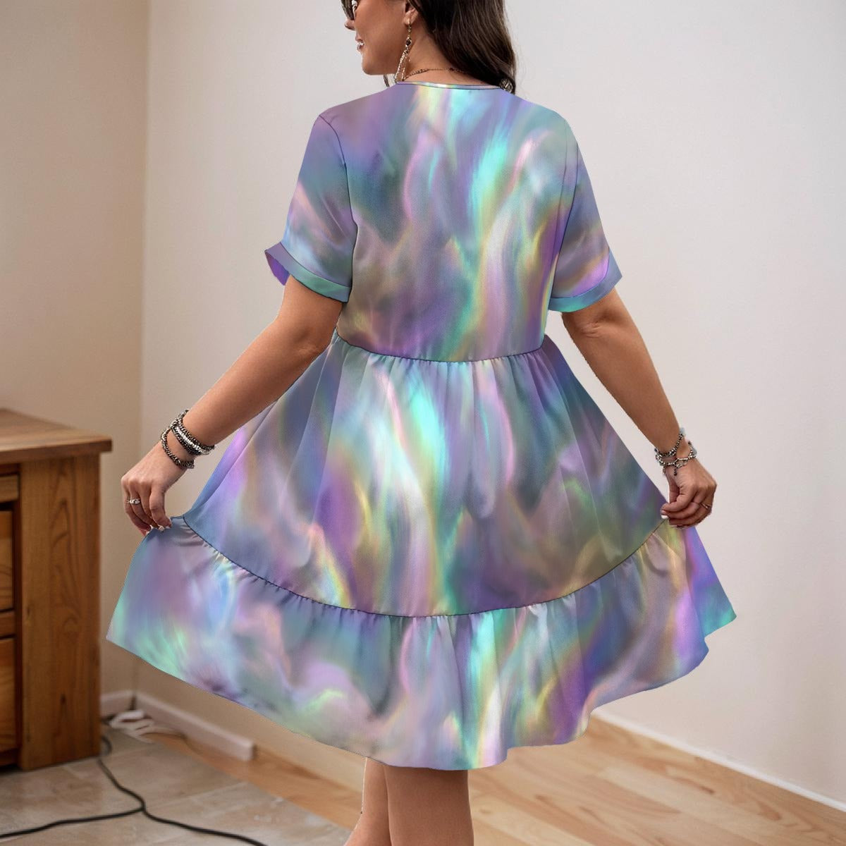 Women’s Floral V-Neck Short Sleeve Dress