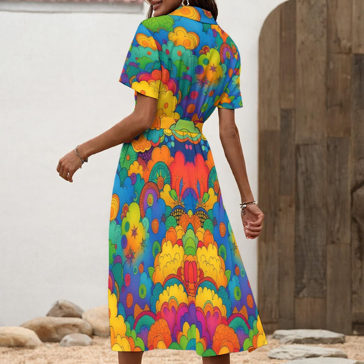 Women's Shirt Dress with Waist Tie