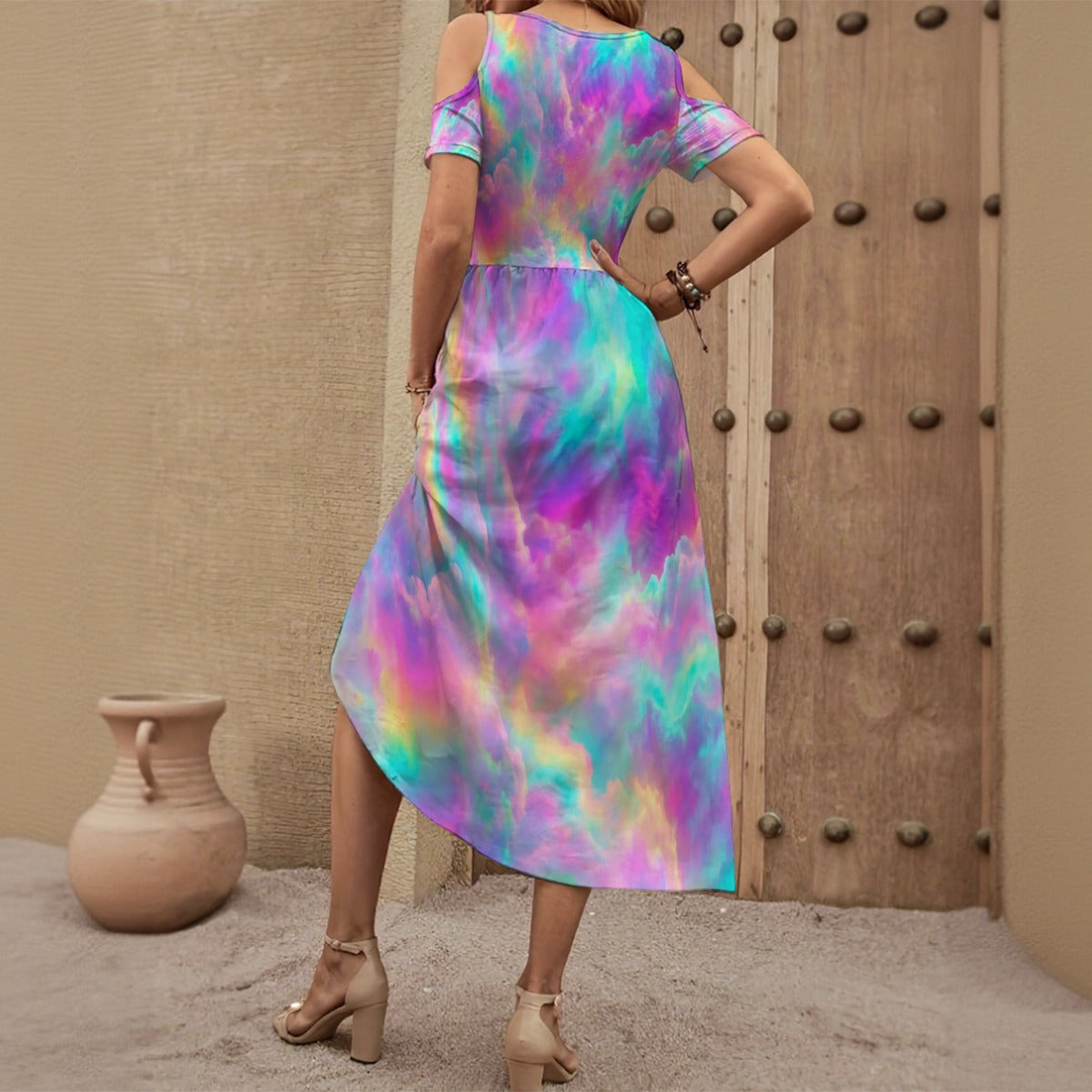 Women's V-neck Off-shoulder Dress