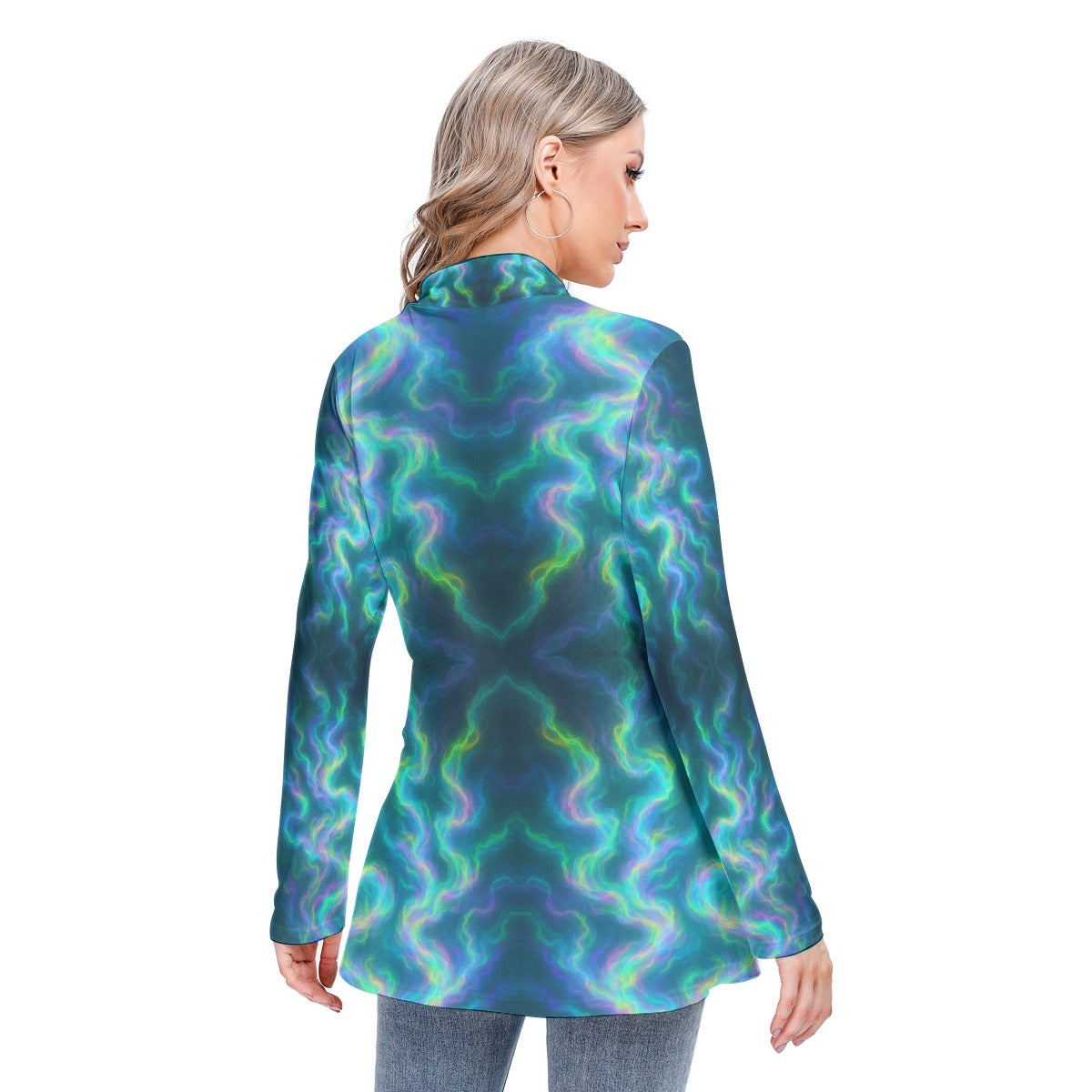 Women's Long-sleeved Heap-neck Slim Casual Tunic Blouse