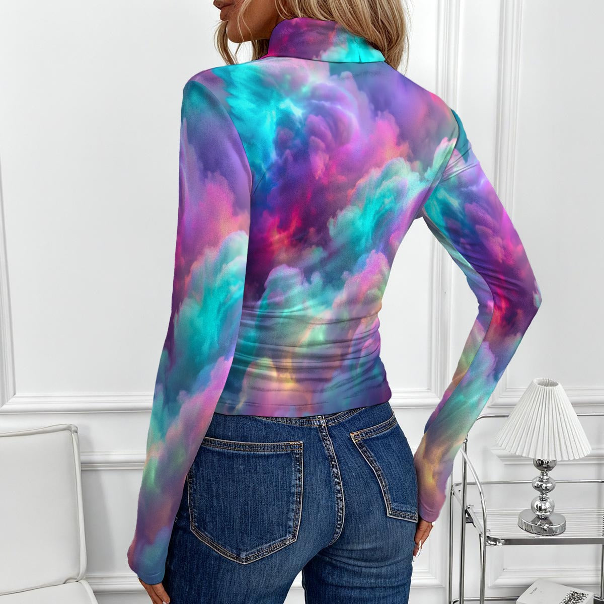 Women's Women's High-Neck Top With Long Sleeve