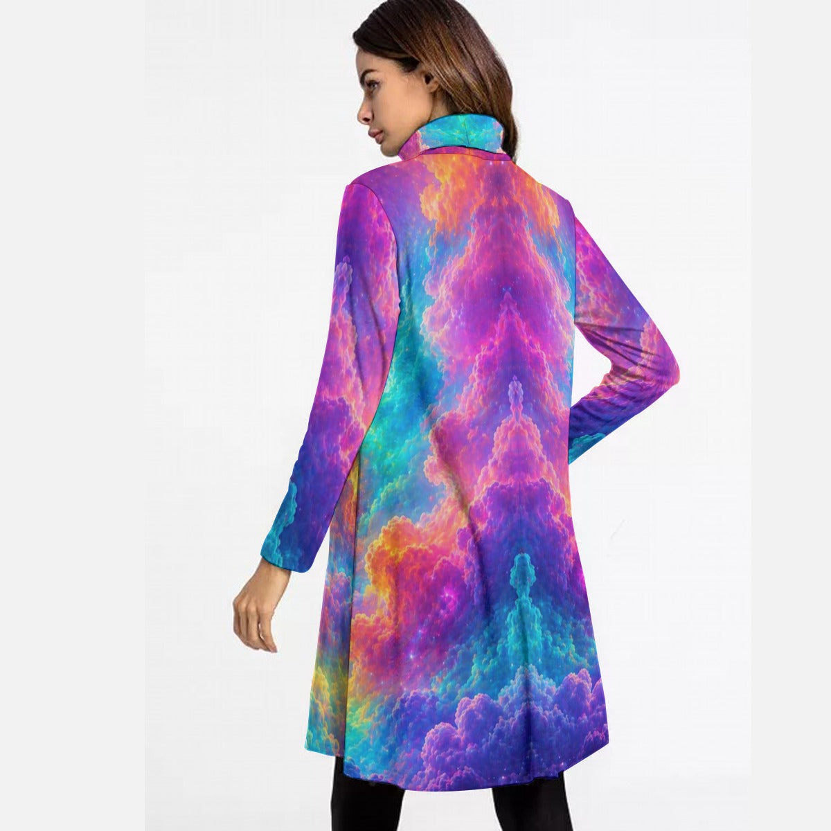 Women's High Neck Dress With Long Sleeve
