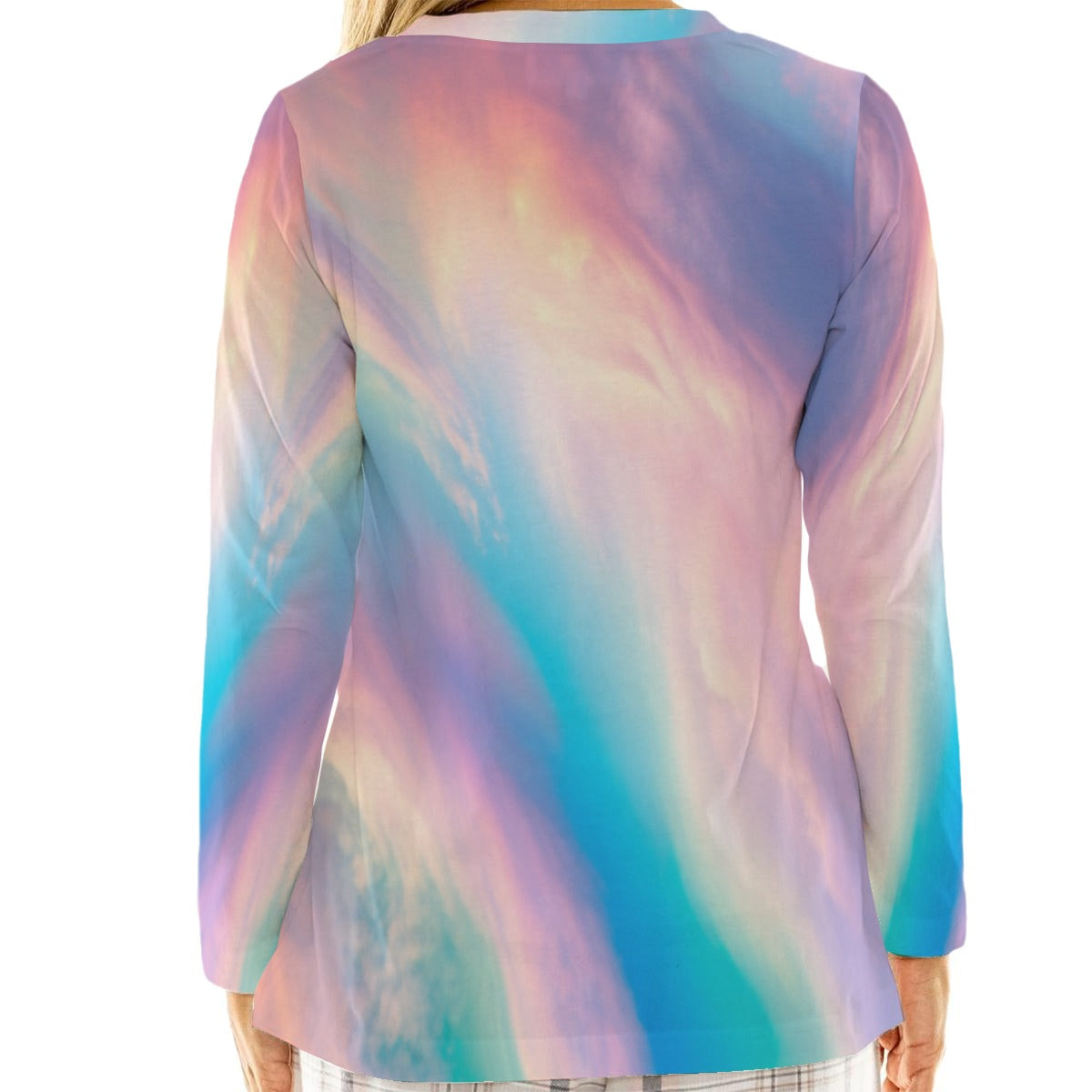 Women's Loose V-Neck T-Shirt With Long Sleeve