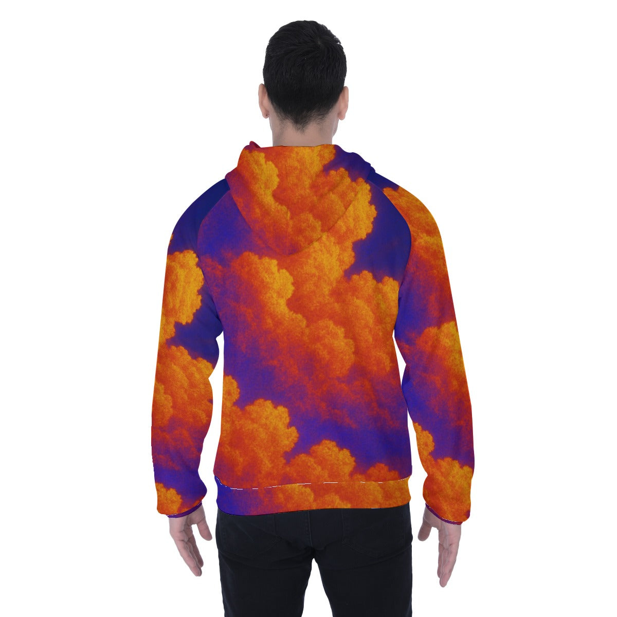 Men's Heavy Fleece Raglan Zip Up Hoodie With Pocket