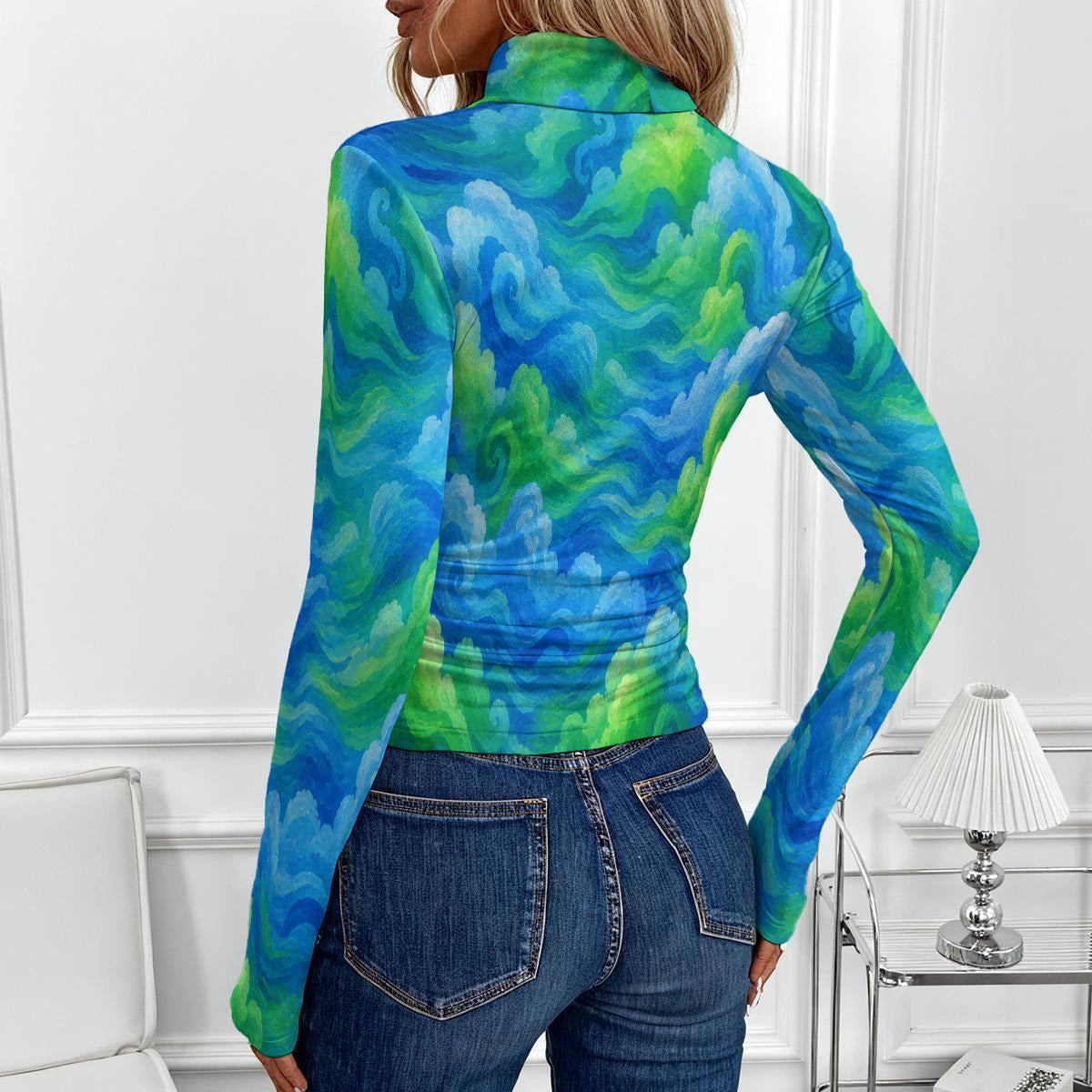 Women's Women's High-Neck Top With Long Sleeve