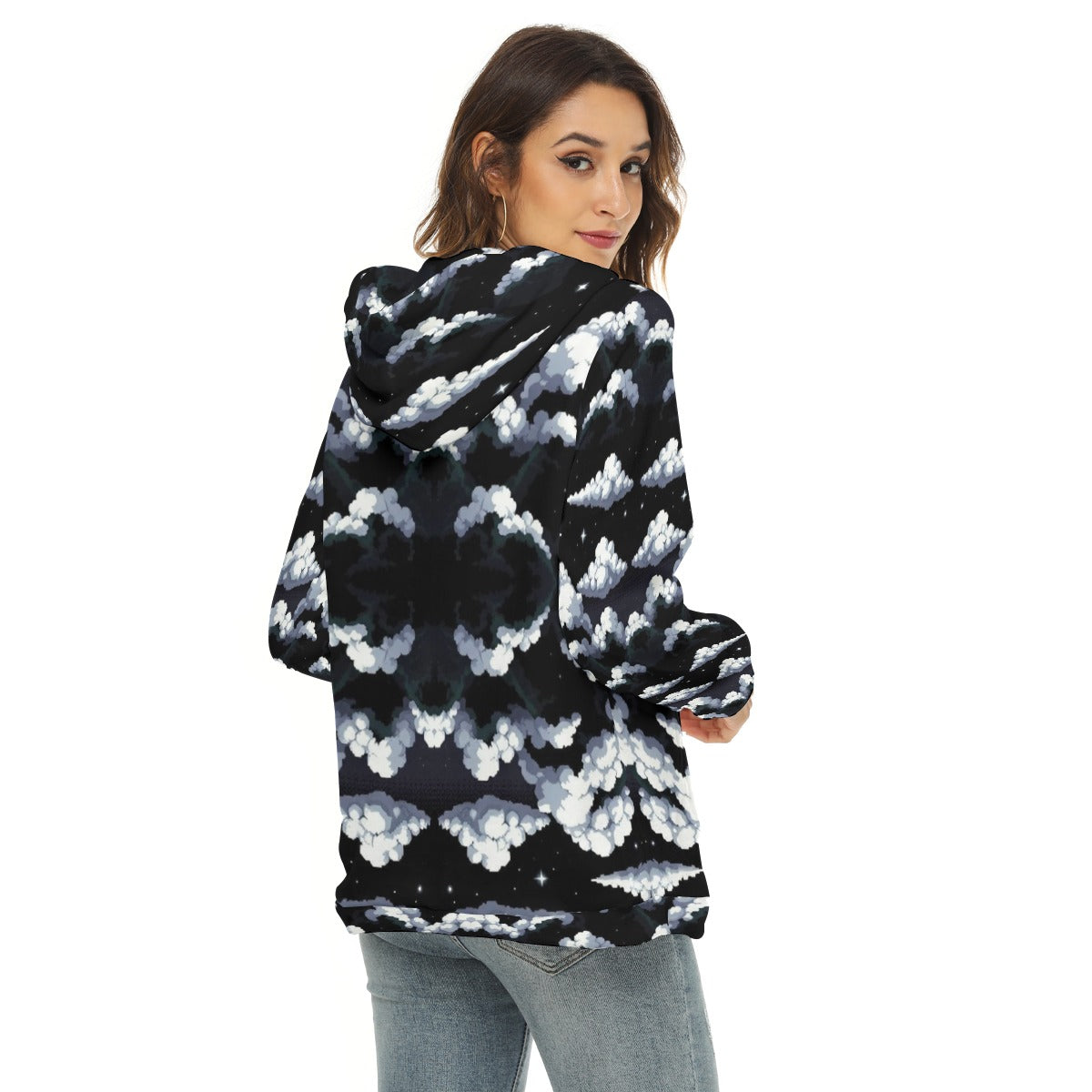 Women's Borg Fleece Hoodie With Half Zip