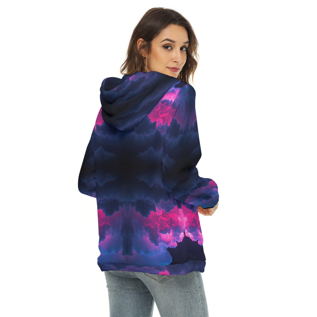 Women's Borg Fleece Hoodie With Half Zip