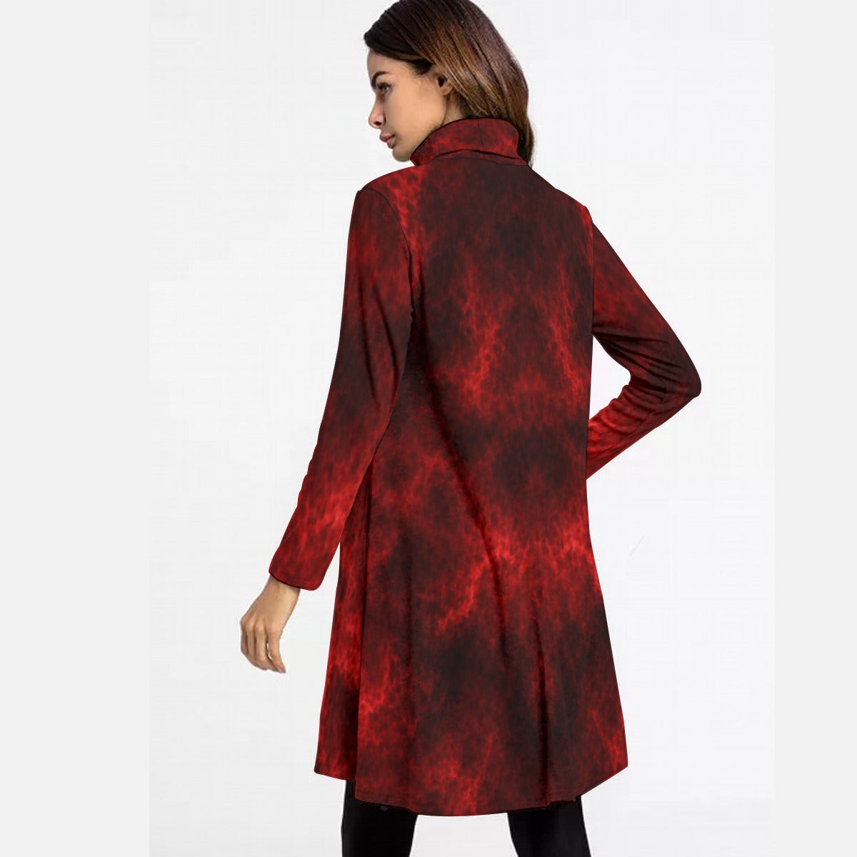 Women's High Neck Dress With Long Sleeve
