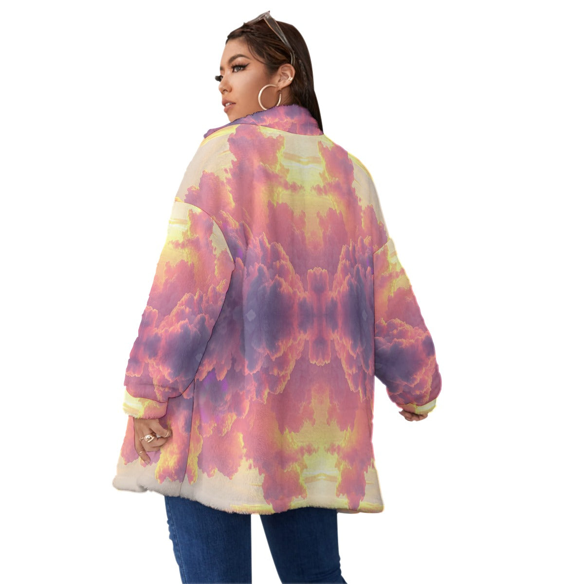 Unisex Borg Fleece Stand-up Collar Coat With Zipper Closure(Plus Size)