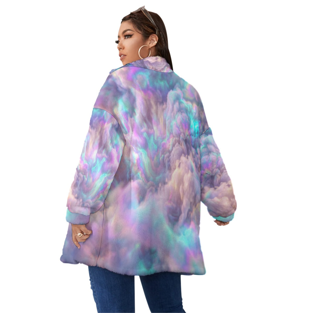 Unisex Borg Fleece Stand-up Collar Coat With Zipper Closure(Plus Size)