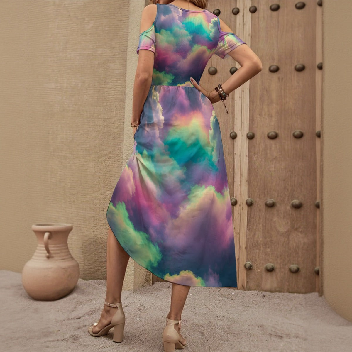 Women's V-neck Off-shoulder Dress