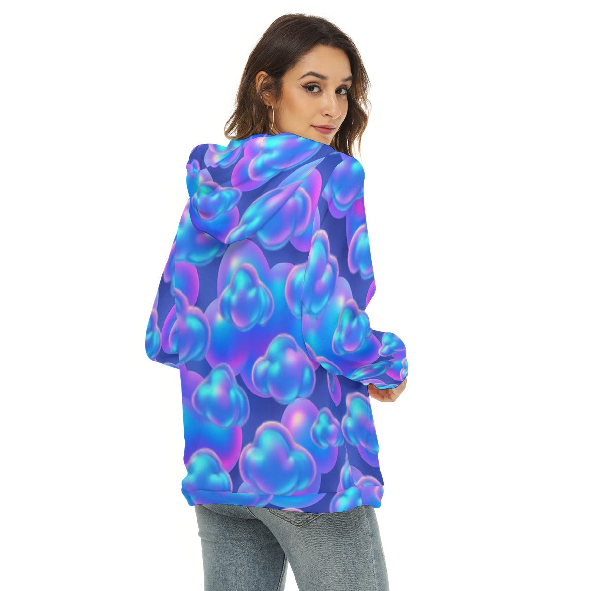 Women's Borg Fleece Hoodie With Half Zip