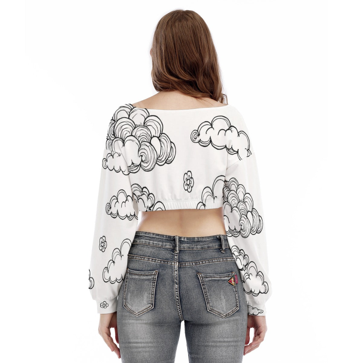 Women's V-neck Long Sleeve Cropped Sweatshirt