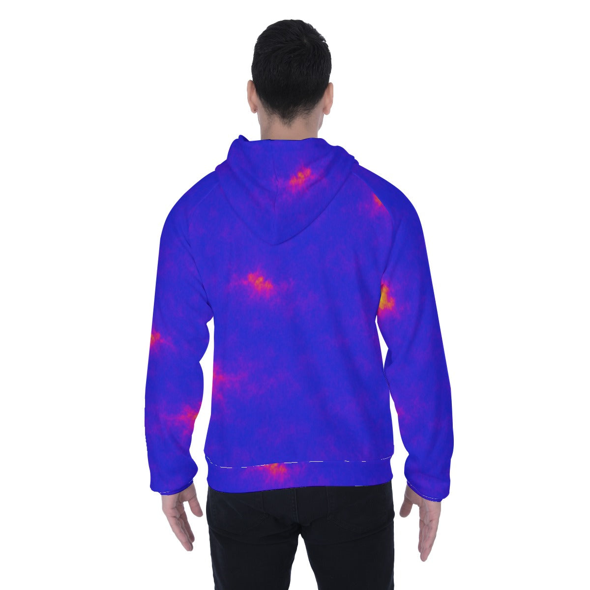 Men's Heavy Fleece Raglan Zip Up Hoodie With Pocket