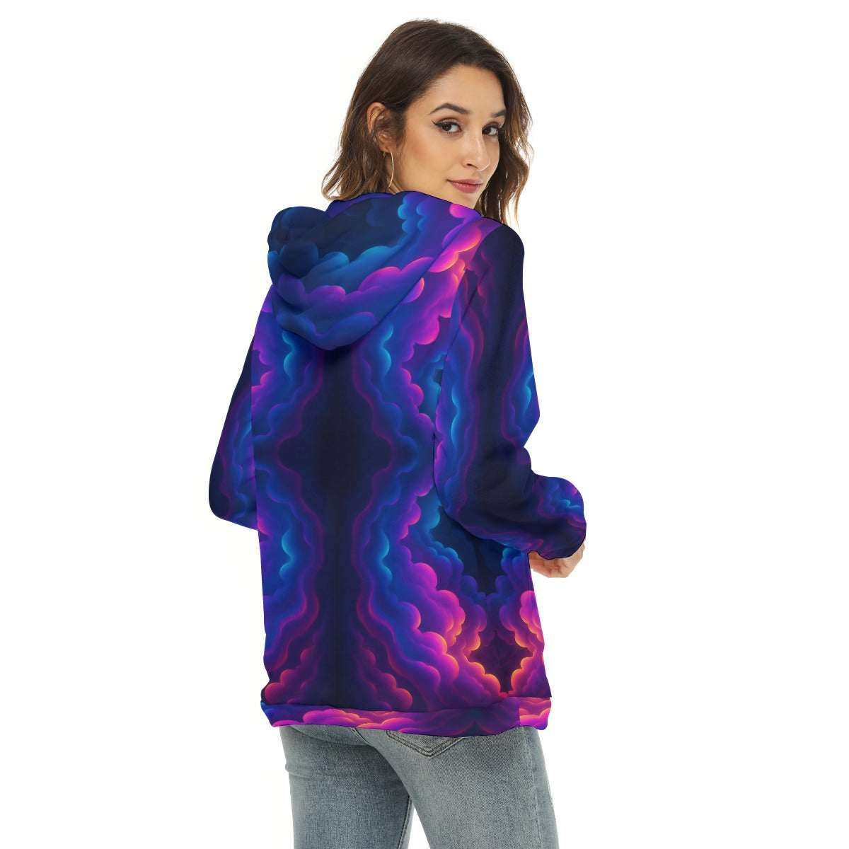 Women's Borg Fleece Hoodie With Half Zip