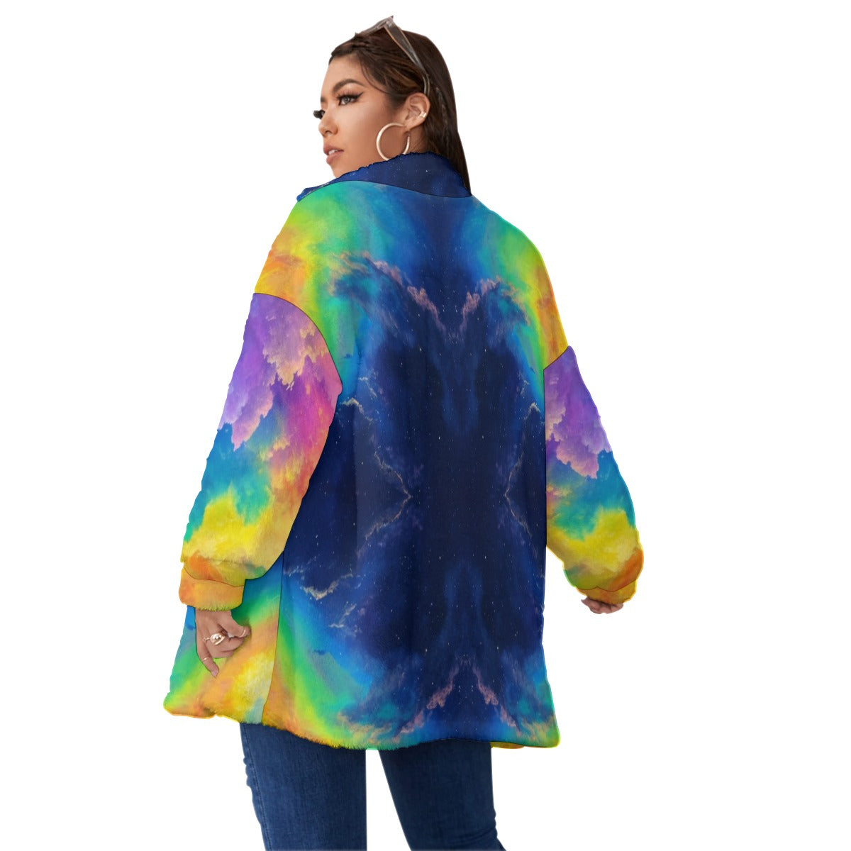 Unisex Borg Fleece Stand-up Collar Coat With Zipper Closure(Plus Size)
