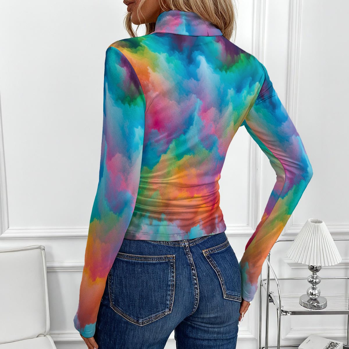 Women's Women's High-Neck Top With Long Sleeve