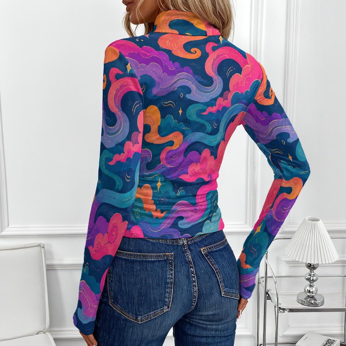 Women's Women's High-Neck Top With Long Sleeve