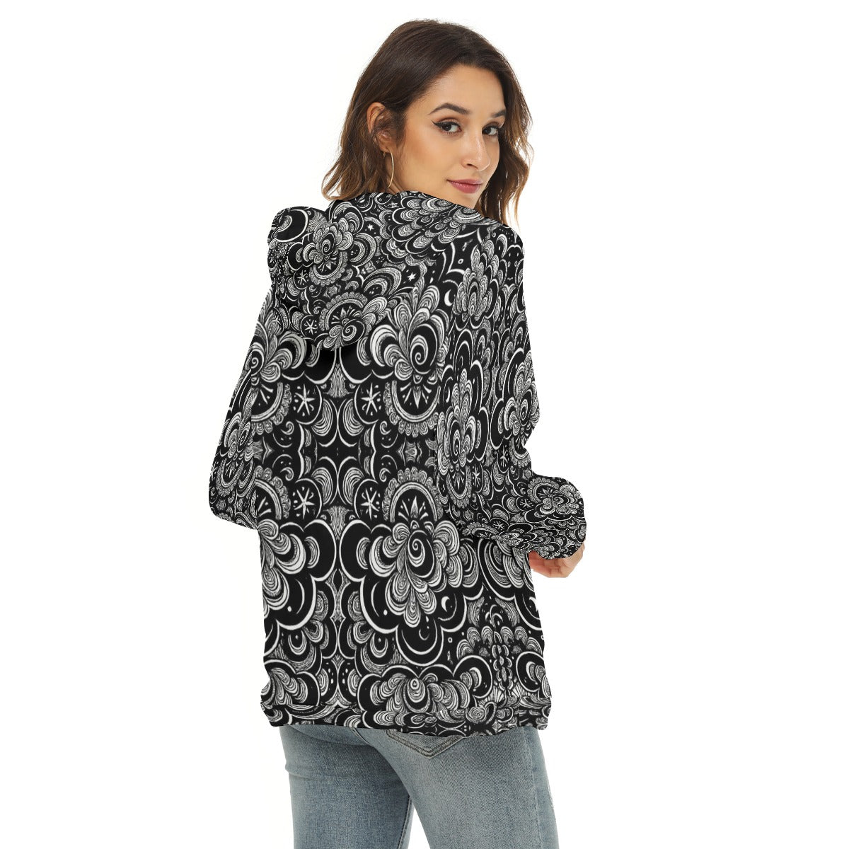 Women's Borg Fleece Hoodie With Half Zip