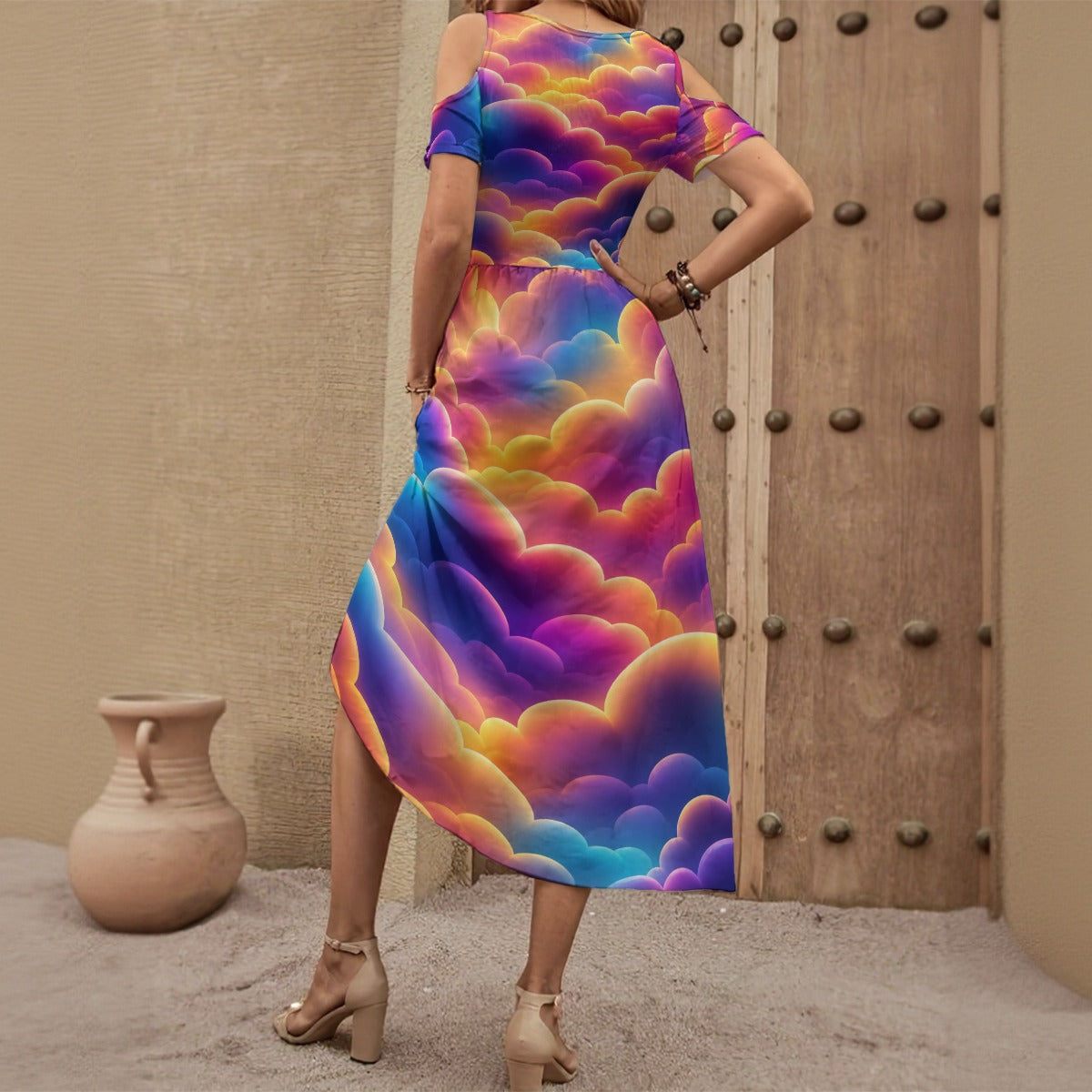 Women's V-neck Off-shoulder Dress