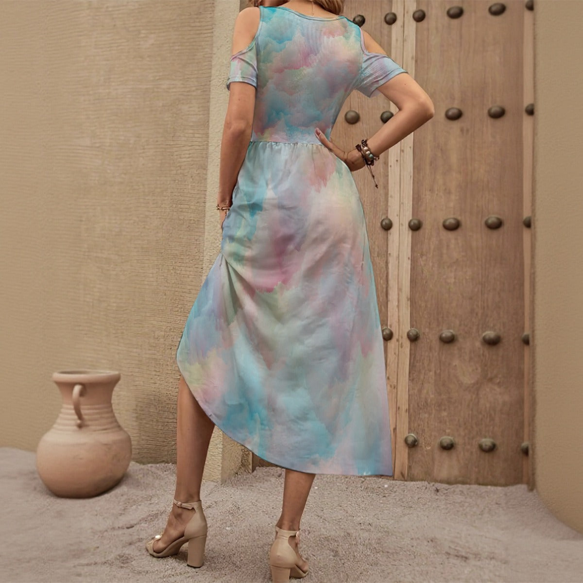 Women's V-neck Off-shoulder Dress
