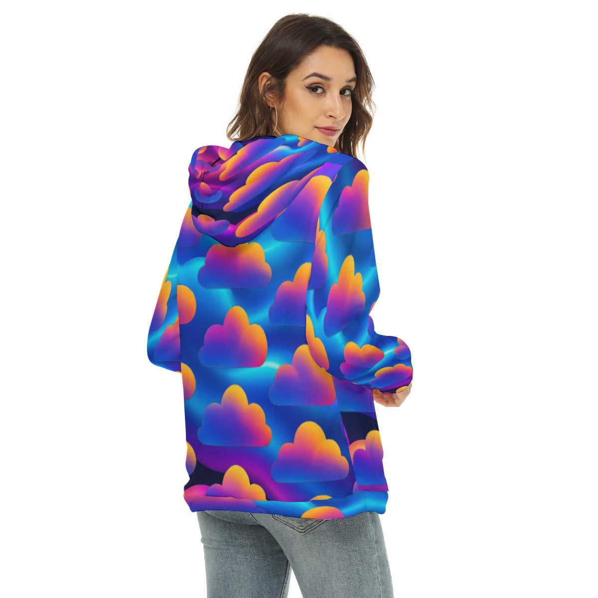 Women's Borg Fleece Hoodie With Half Zip