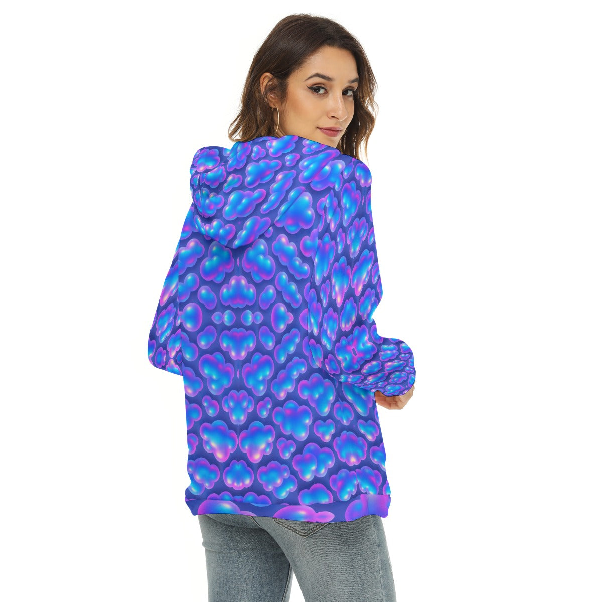 Women's Borg Fleece Hoodie With Half Zip