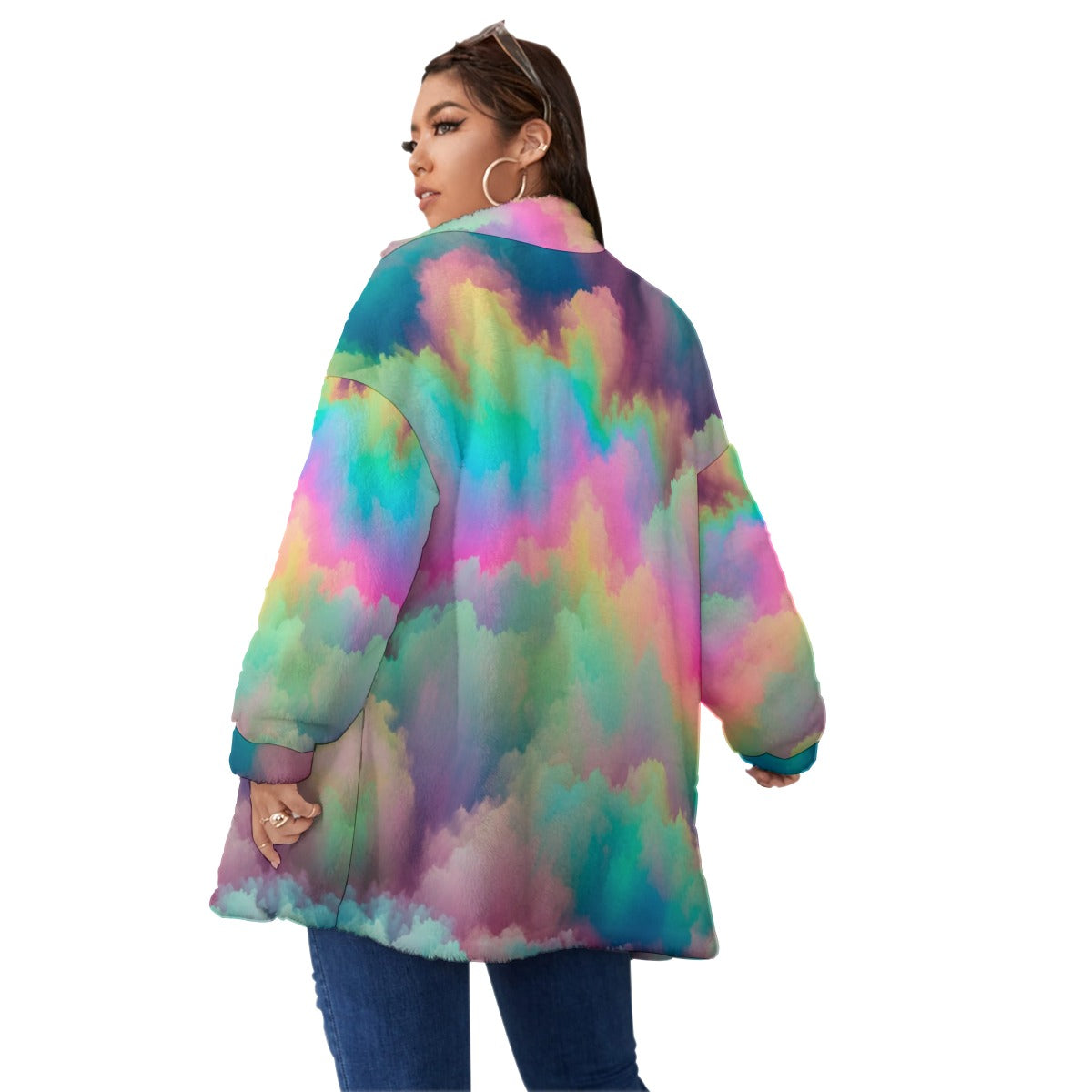 Unisex Borg Fleece Stand-up Collar Coat With Zipper Closure(Plus Size)