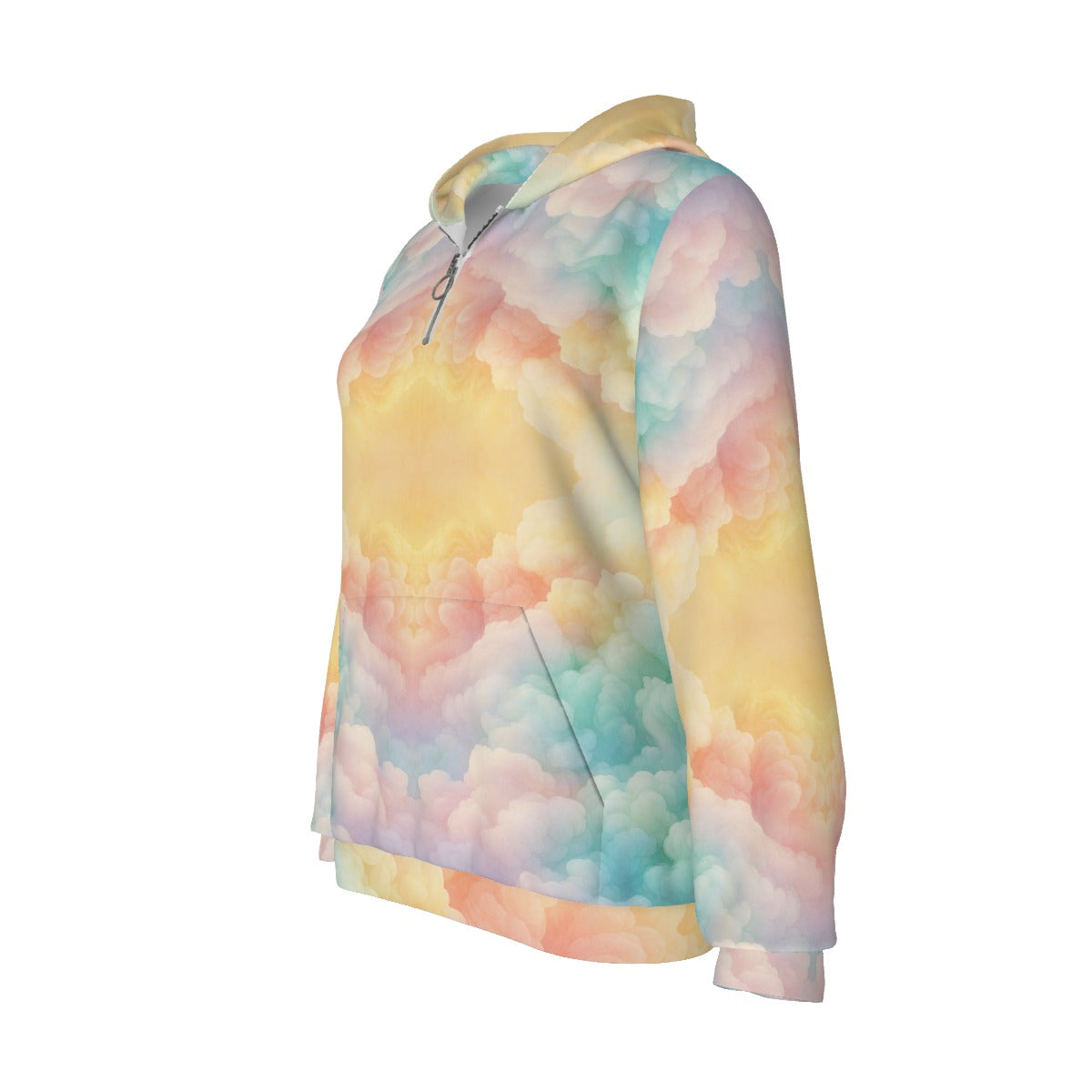 Women's Borg Fleece Hoodie With Half Zip