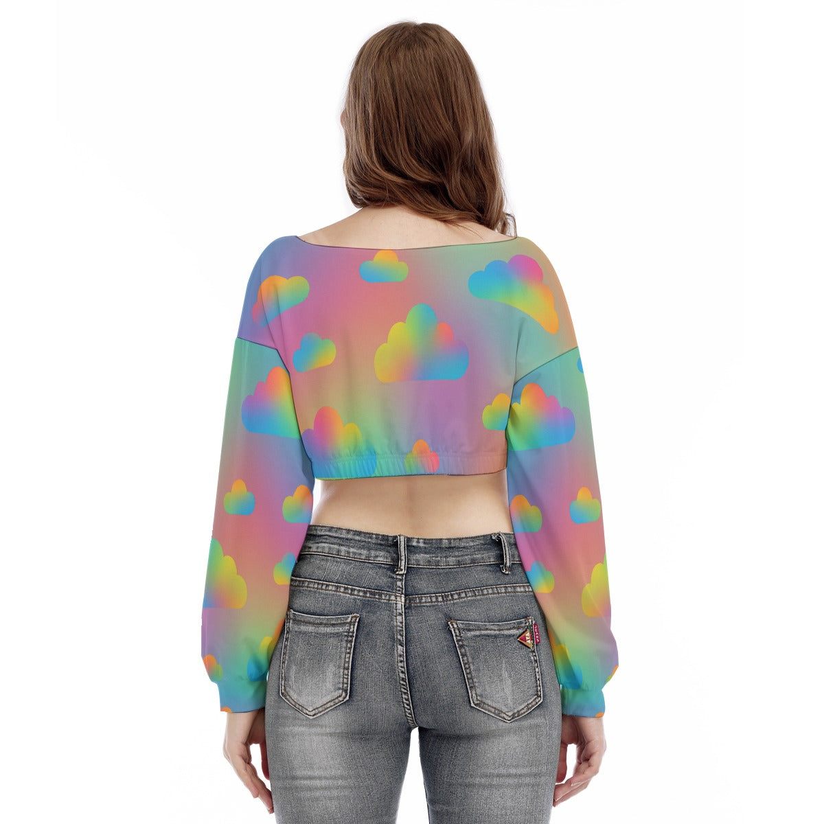 Women's V-neck Long Sleeve Cropped Sweatshirt