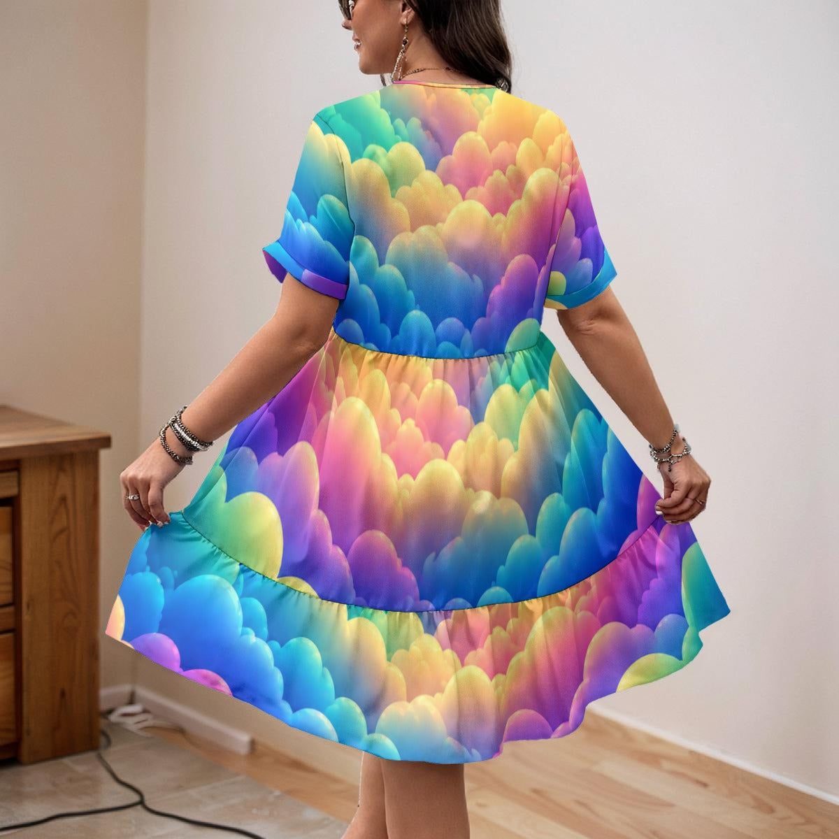 Women’s Floral V-Neck Short Sleeve Dress