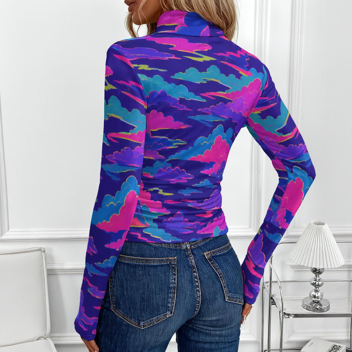 Women's Women's High-Neck Top With Long Sleeve
