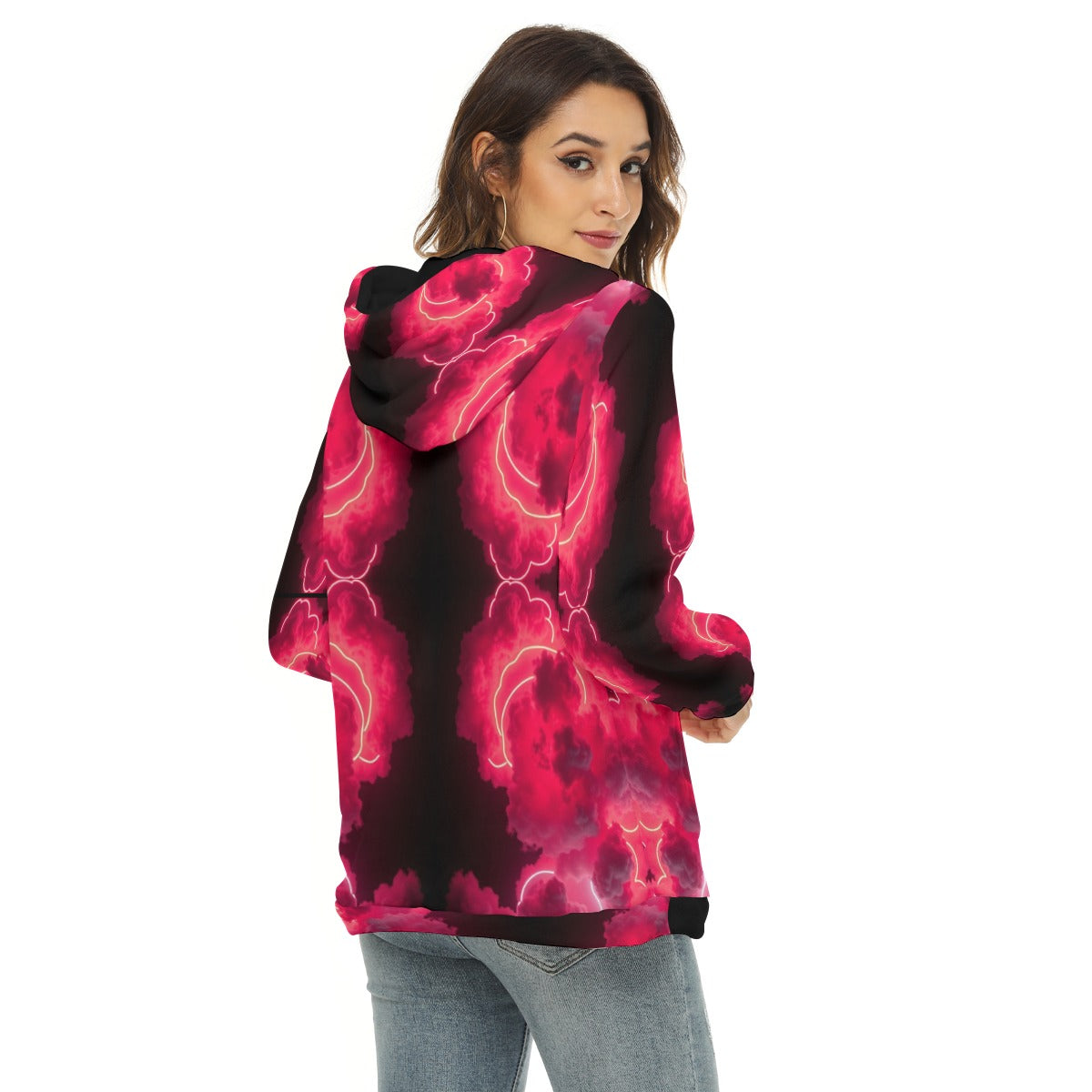 Women's Borg Fleece Hoodie With Half Zip