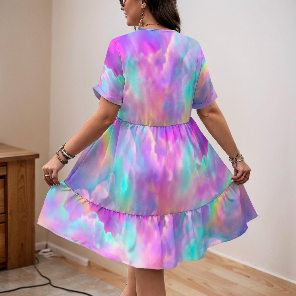 Women’s Floral V-Neck Short Sleeve Dress